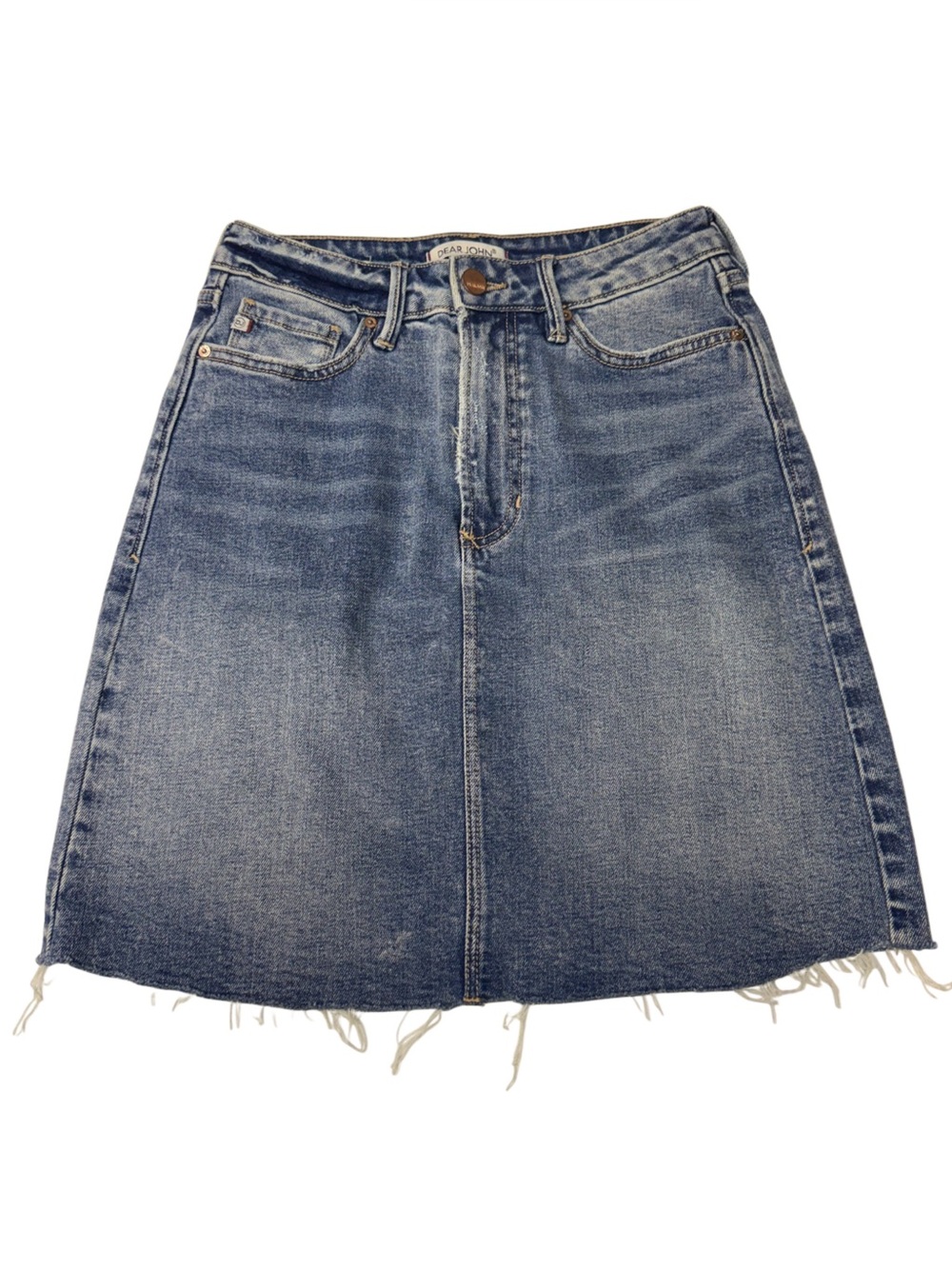 Dear John Vintage Wash Denim A-Line Skirt Size 25 Raw Hem
